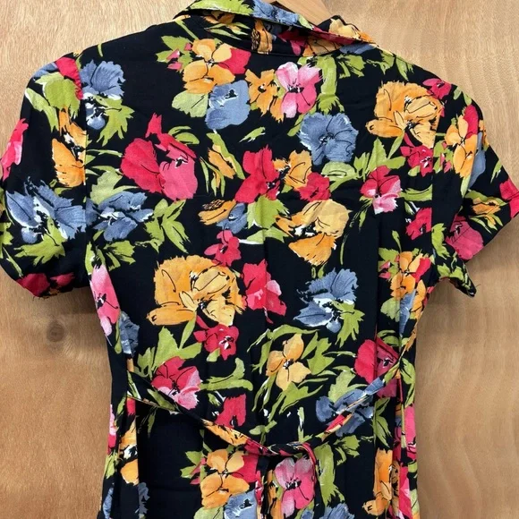 Vintage Dressing Clio button down 90s floral dress, petite small - Picture 4 of 11